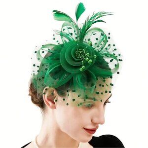 Fascinator Headwear Flower Shaped Mesh With Faux Feather Hairpin Women Tea Party